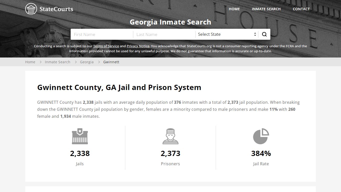 Gwinnett County, GA Inmate Search - StateCourts