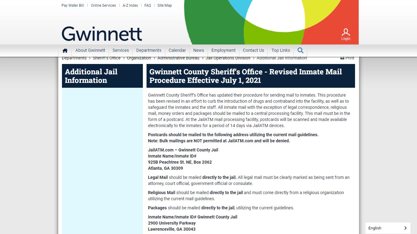 Jail Administration Section - Gwinnett County